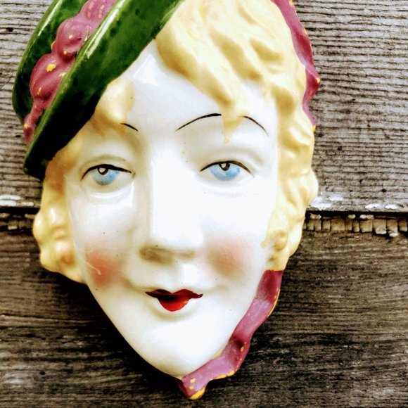 Antique Art Deco Lady Face Wall Hanging 1930’s - Picture 8 of 10